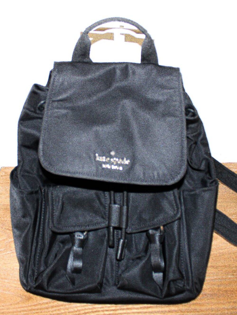 Kate Spade Carley Black Nylon Flap Backpack - Picture 2 of 8